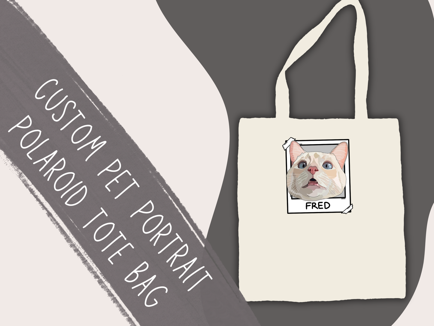 Custom Pet Portrait Polaroid Tote Bag