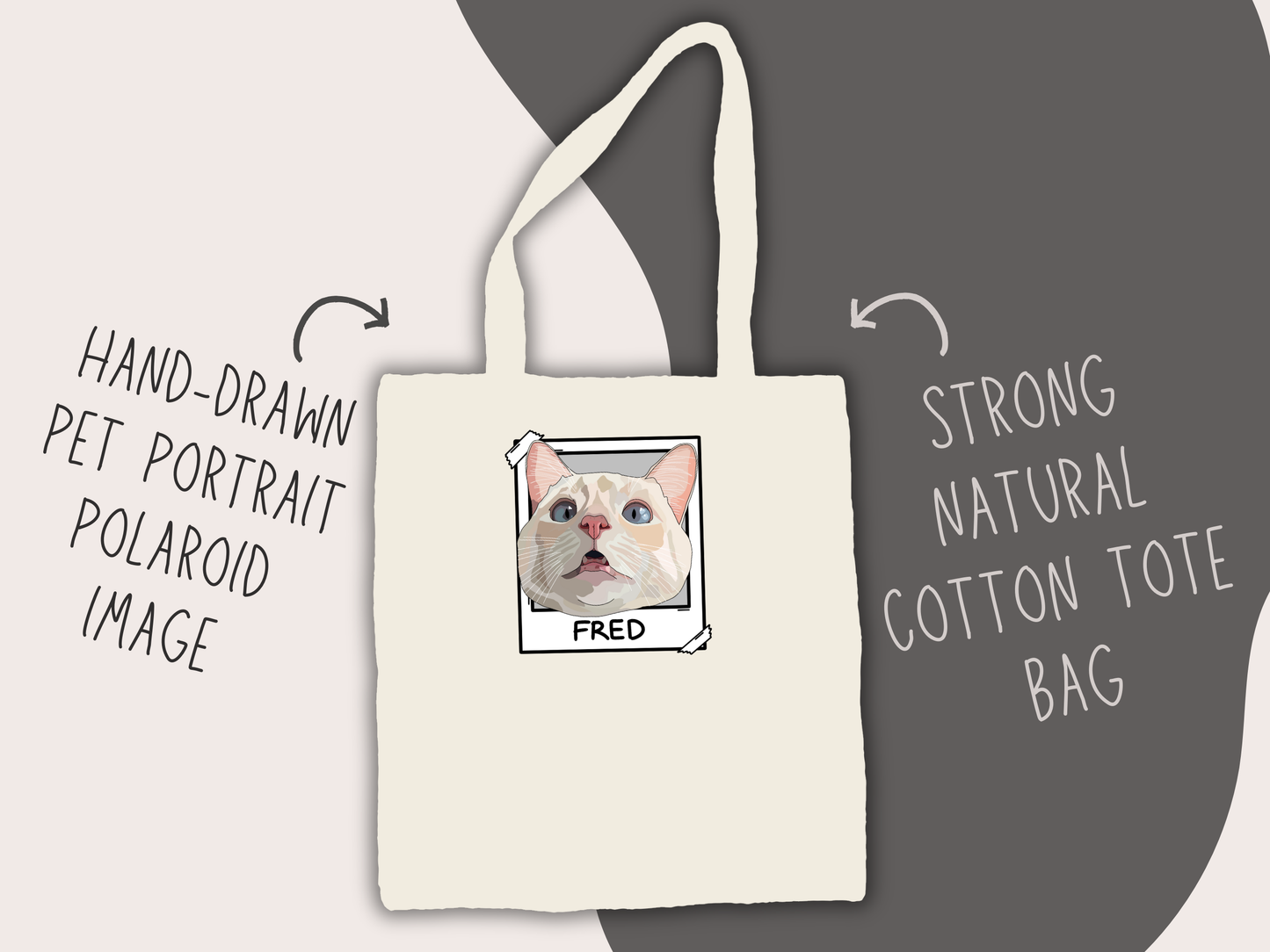 Custom Pet Portrait Polaroid Tote Bag