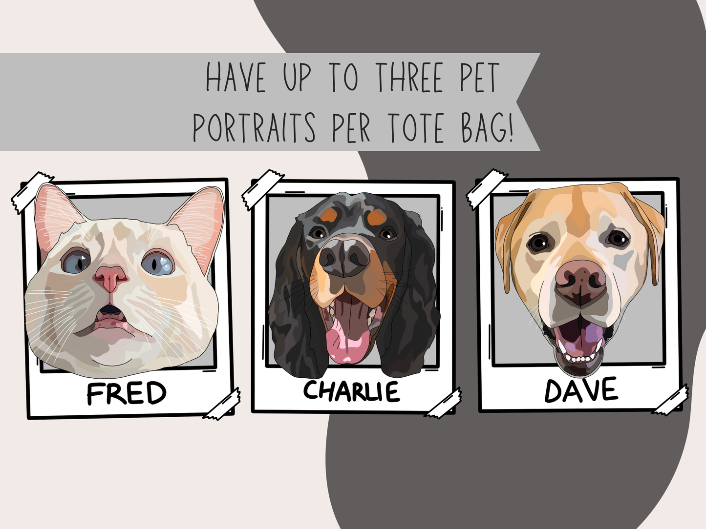 Custom Pet Portrait Polaroid Tote Bag