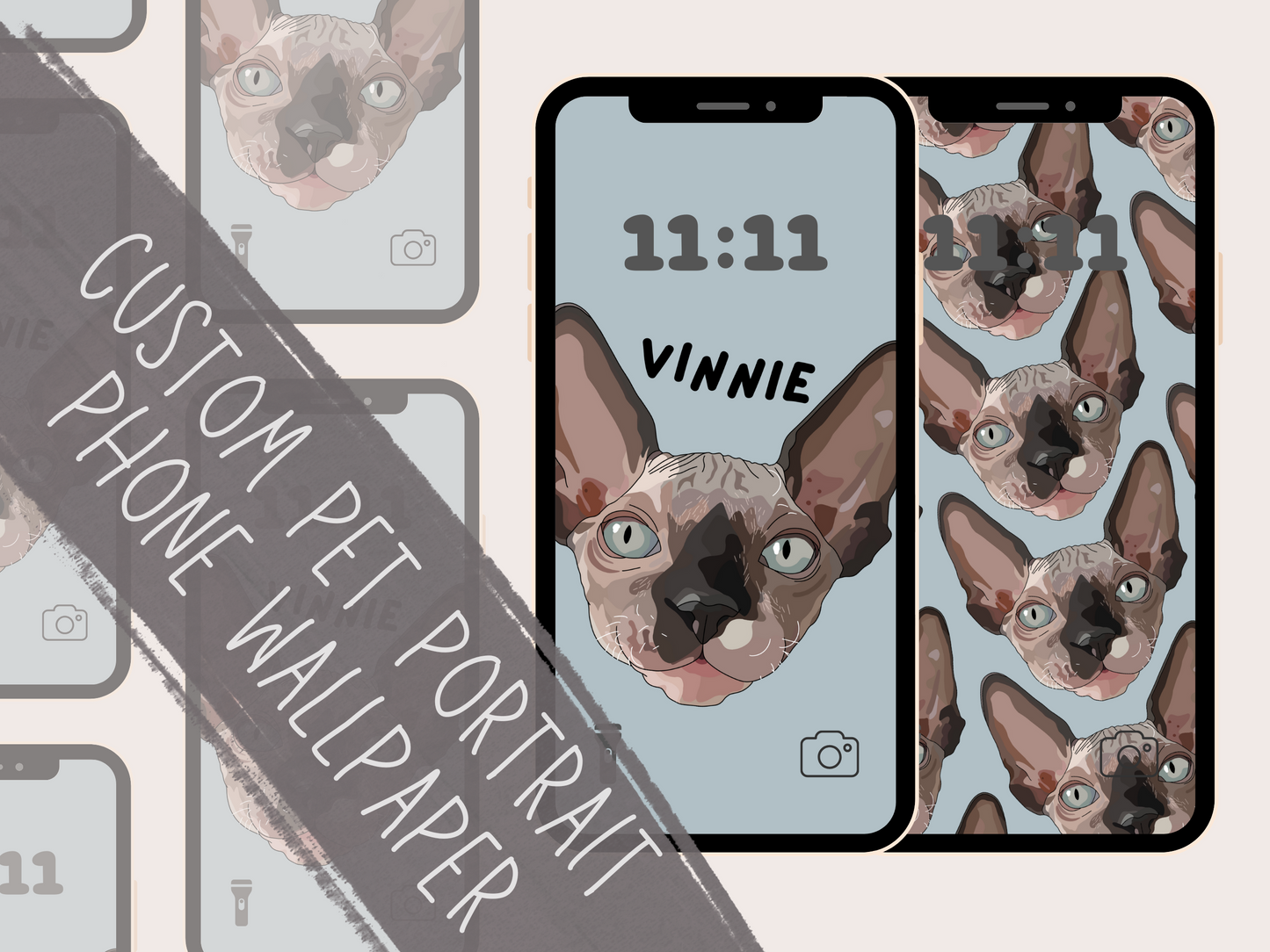 Custom Pet Portrait Digital Phone Wallpaper