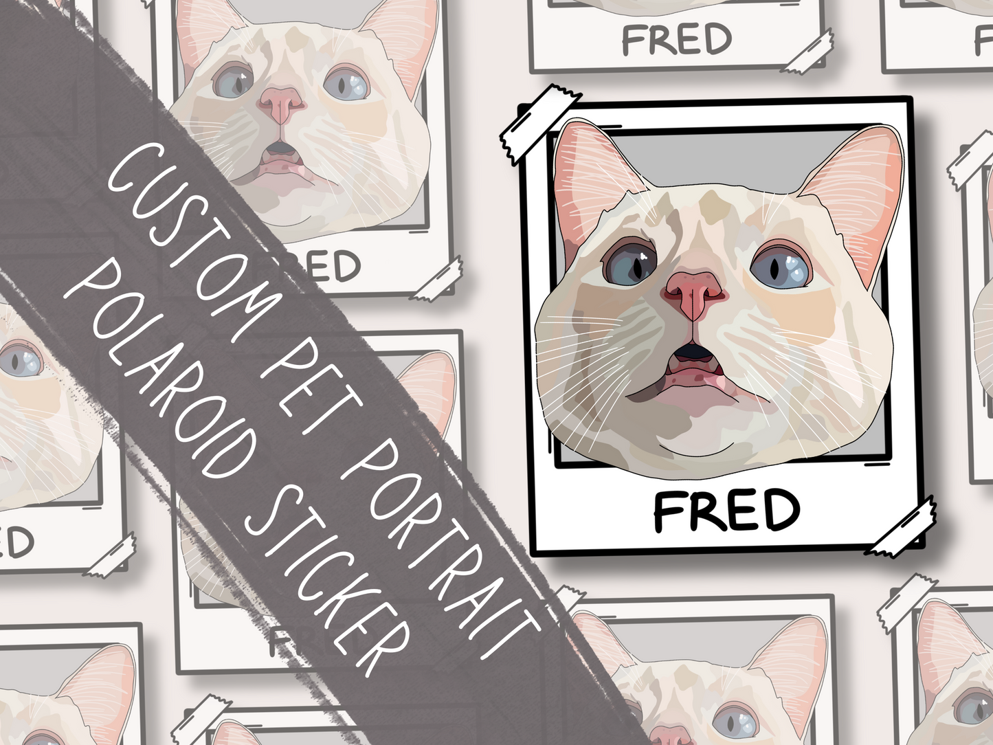 Custom Pet Portrait Polaroid Sticker Bundle