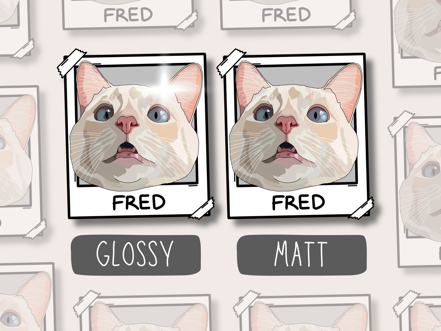 Custom Pet Portrait Polaroid Sticker Bundle