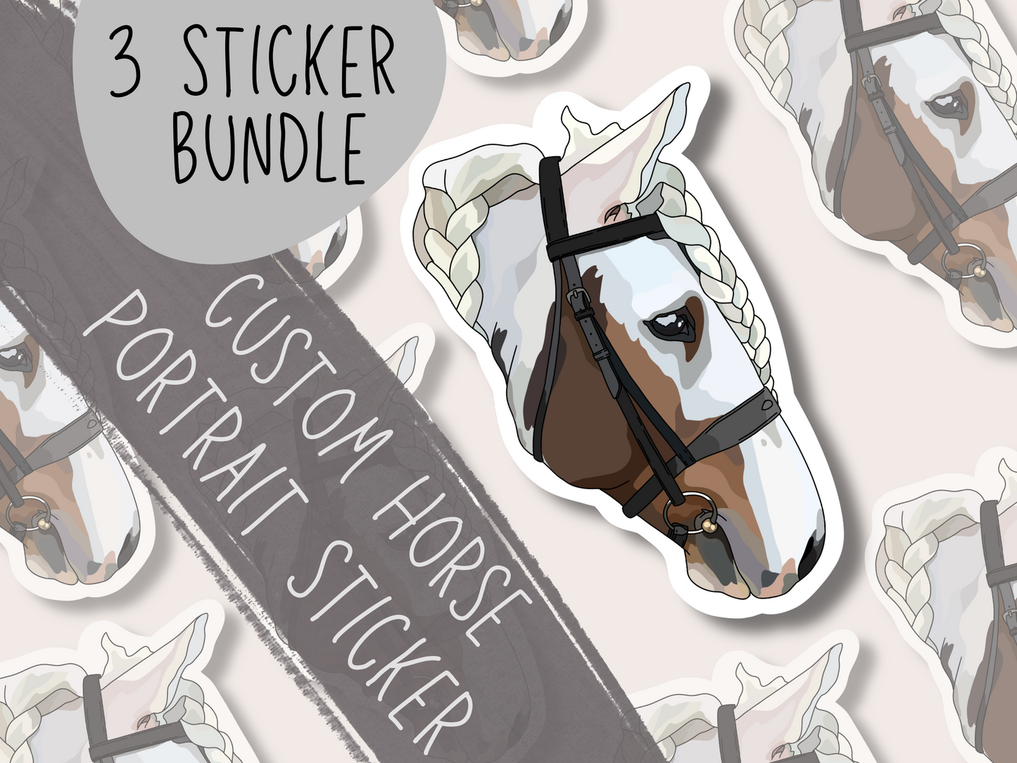 Custom Horse Portrait Sticker Bundle
